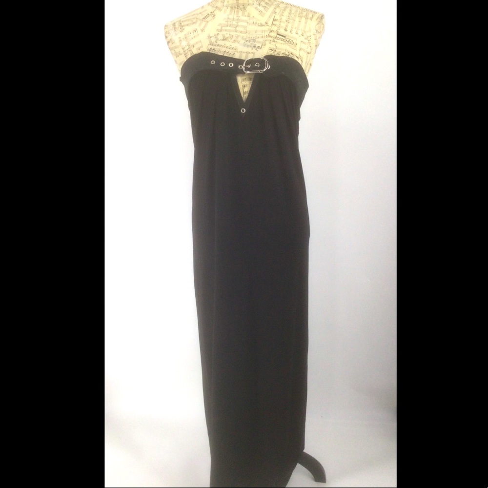 Sherry Nikka Leisure Couture Small Strapless Maxi ,Black Dress